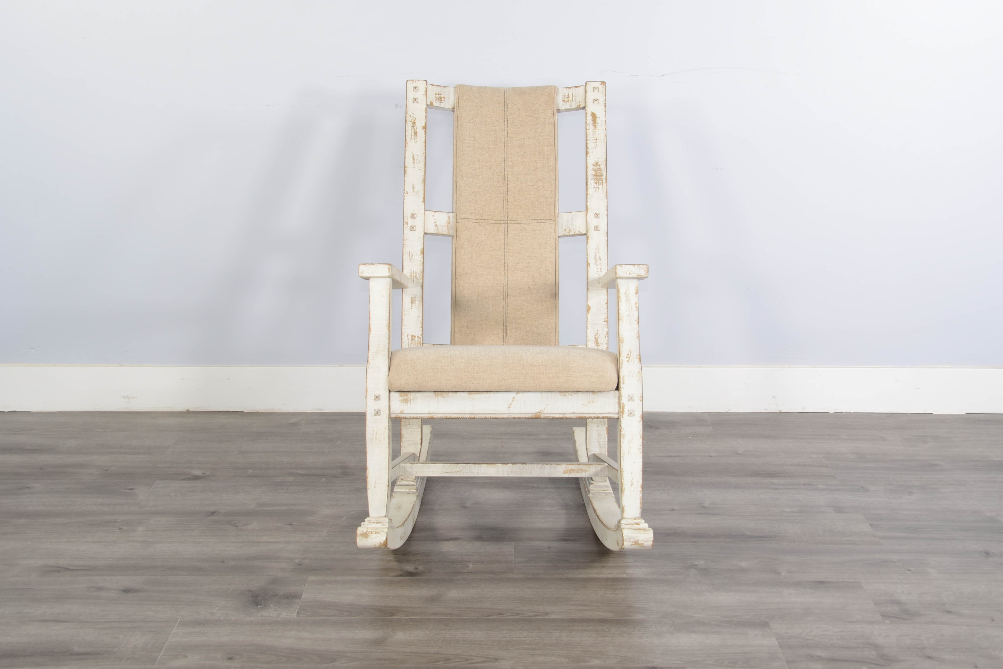 Sunny Designs Marina White Sand Rocker, Cushion Seat & Back