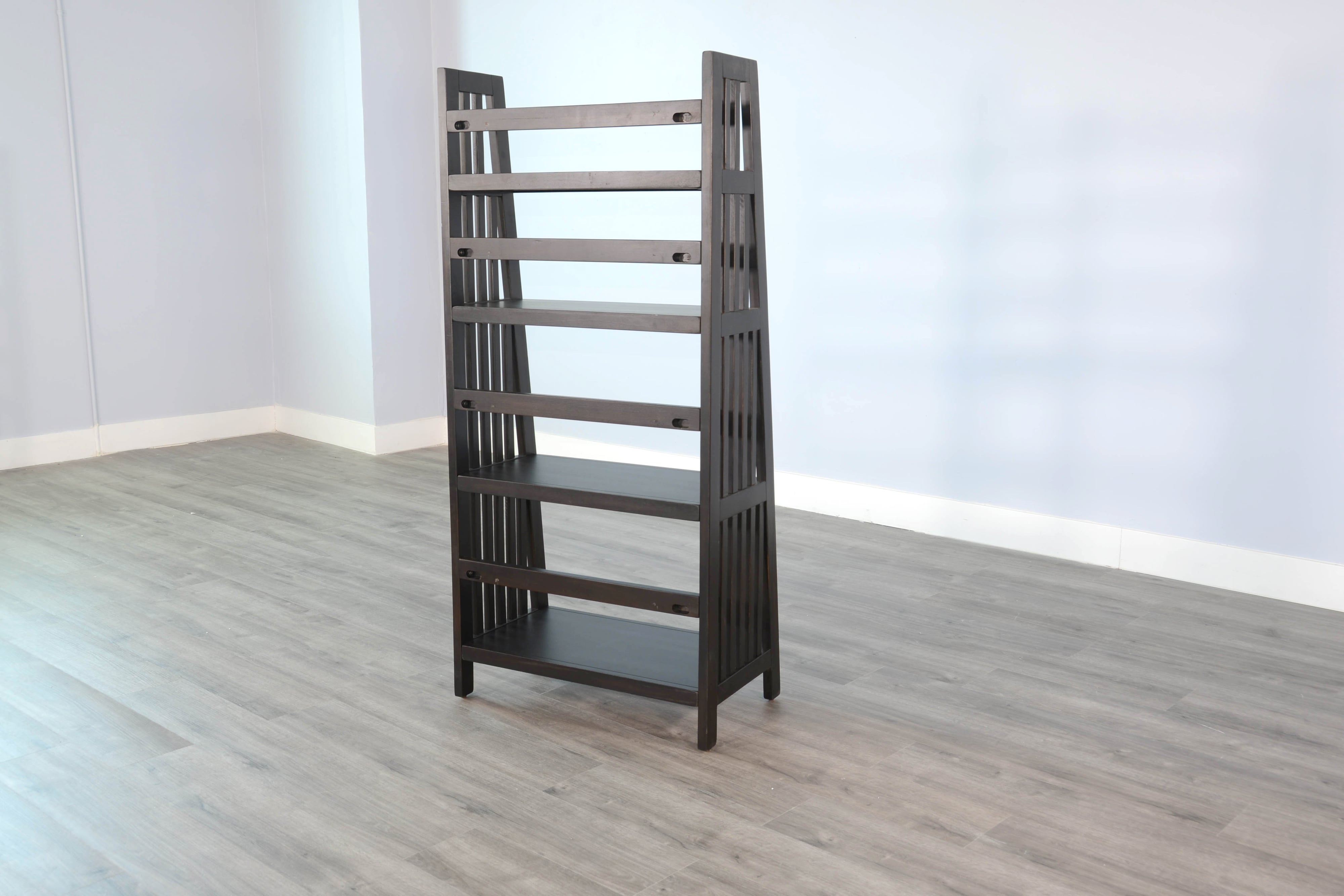 Black Walnut 60"H Folding Bookcase
