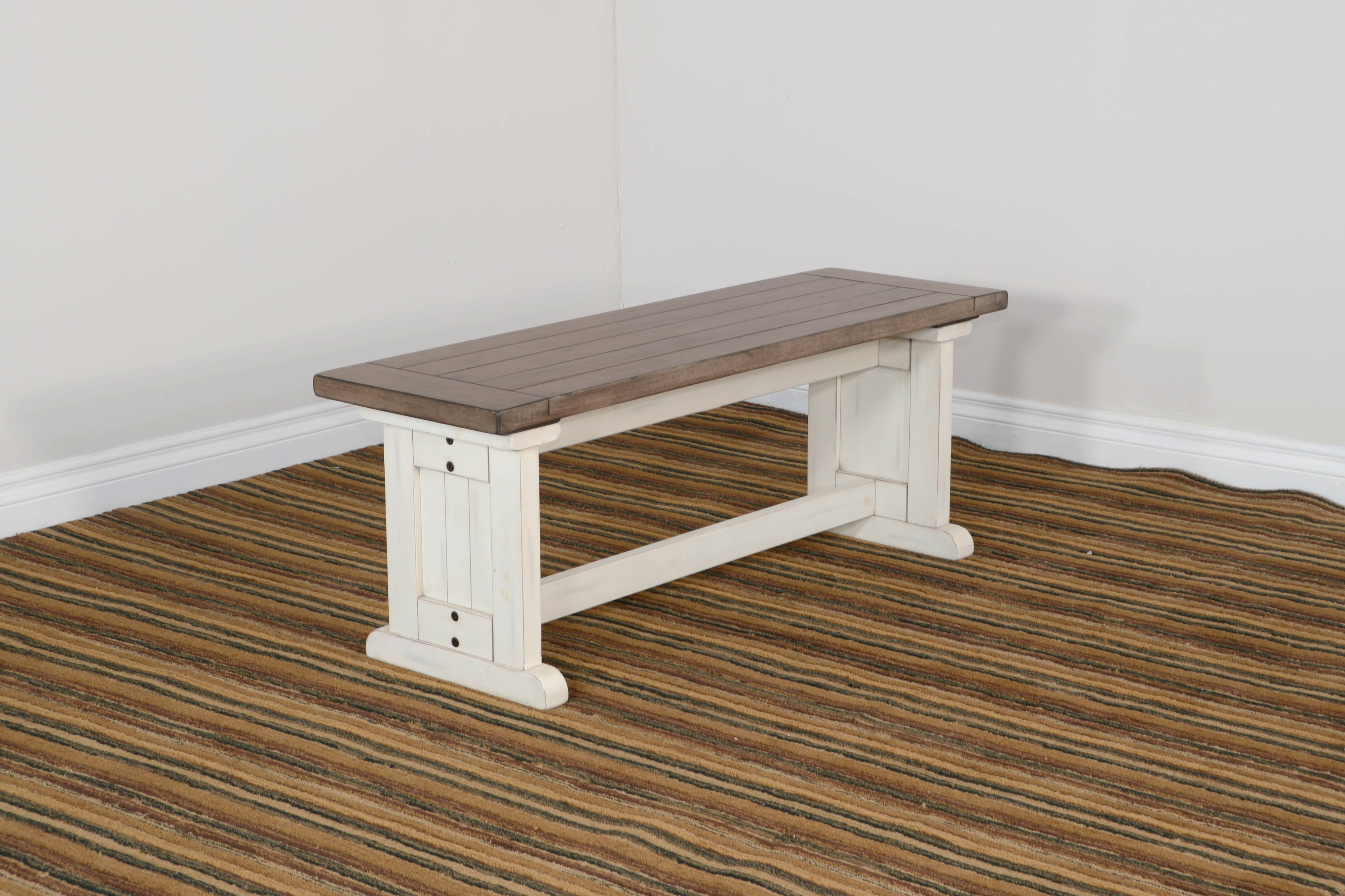 Dining Bench with Two-Tone Finish