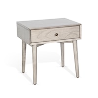 Mid-Century Modern Grey Night Stand with One Drawer