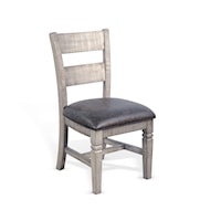 Farmhouse Dining Side Chair with Ladder Back and Upholstered Seat