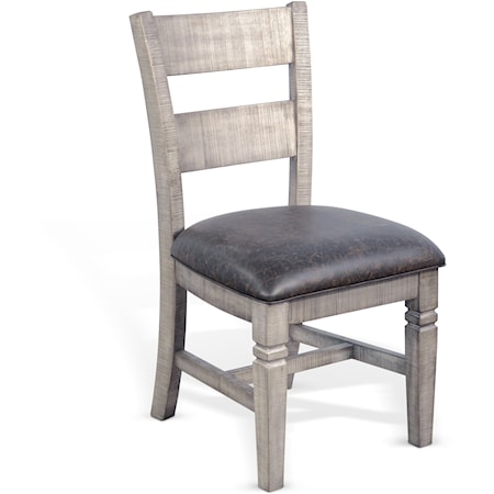 Farmhouse Dining Side Chair with Ladder Back and Upholstered Seat