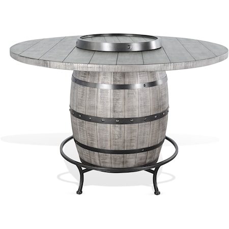 Round Pub Table with Wine Barrel Base