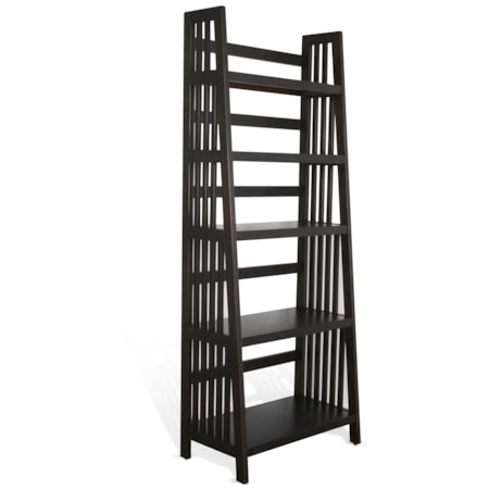 Black Walnut 72"H Folding Bookcase