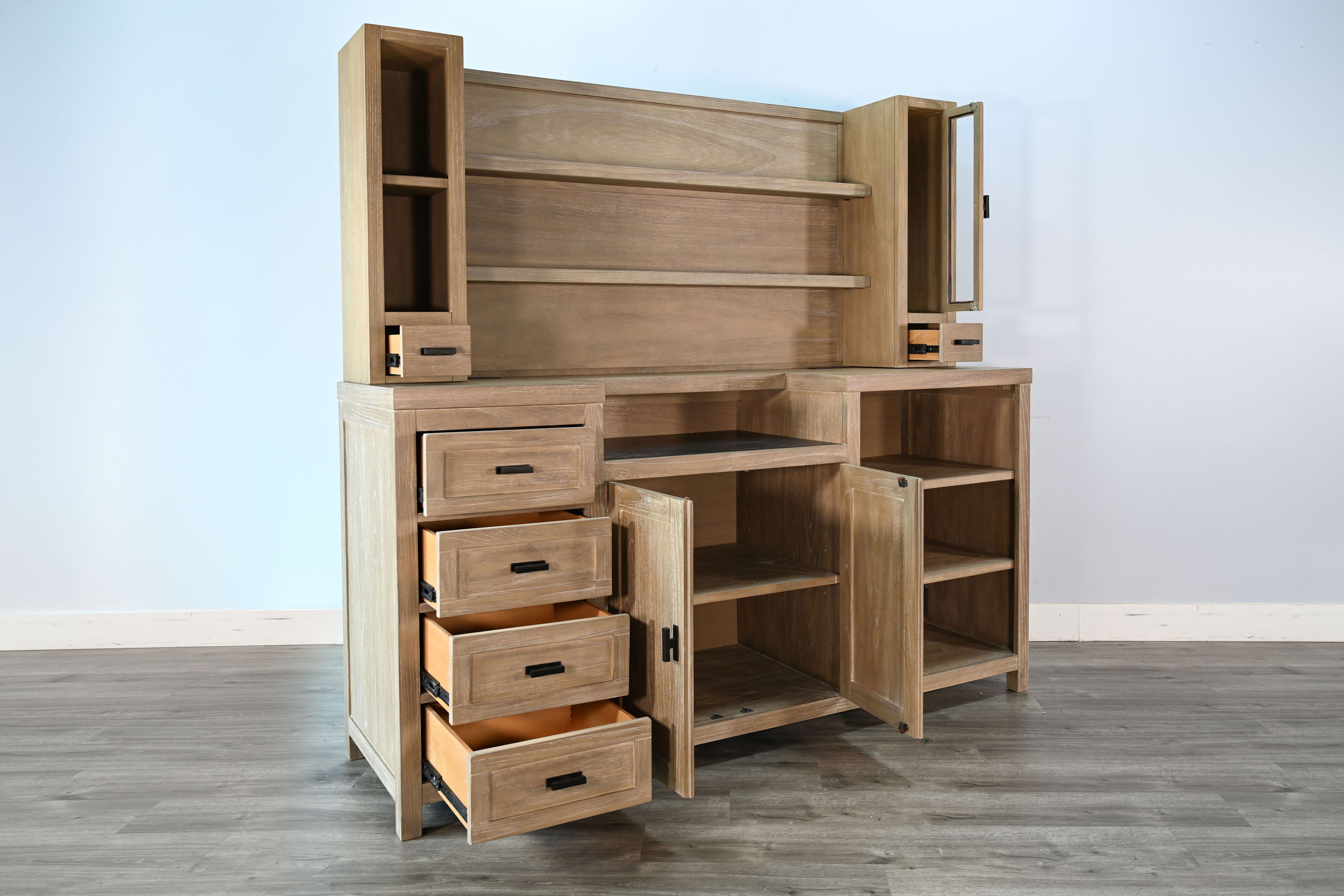 Rustic Wood Buffet Hutch