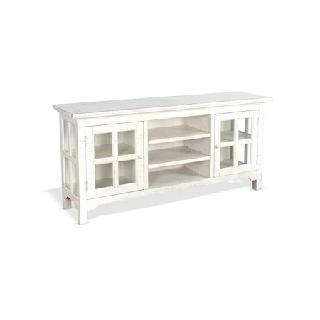 Farmhouse TV Console with Glass Pane Accents