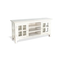 Farmhouse TV Console with Glass Pane Accents