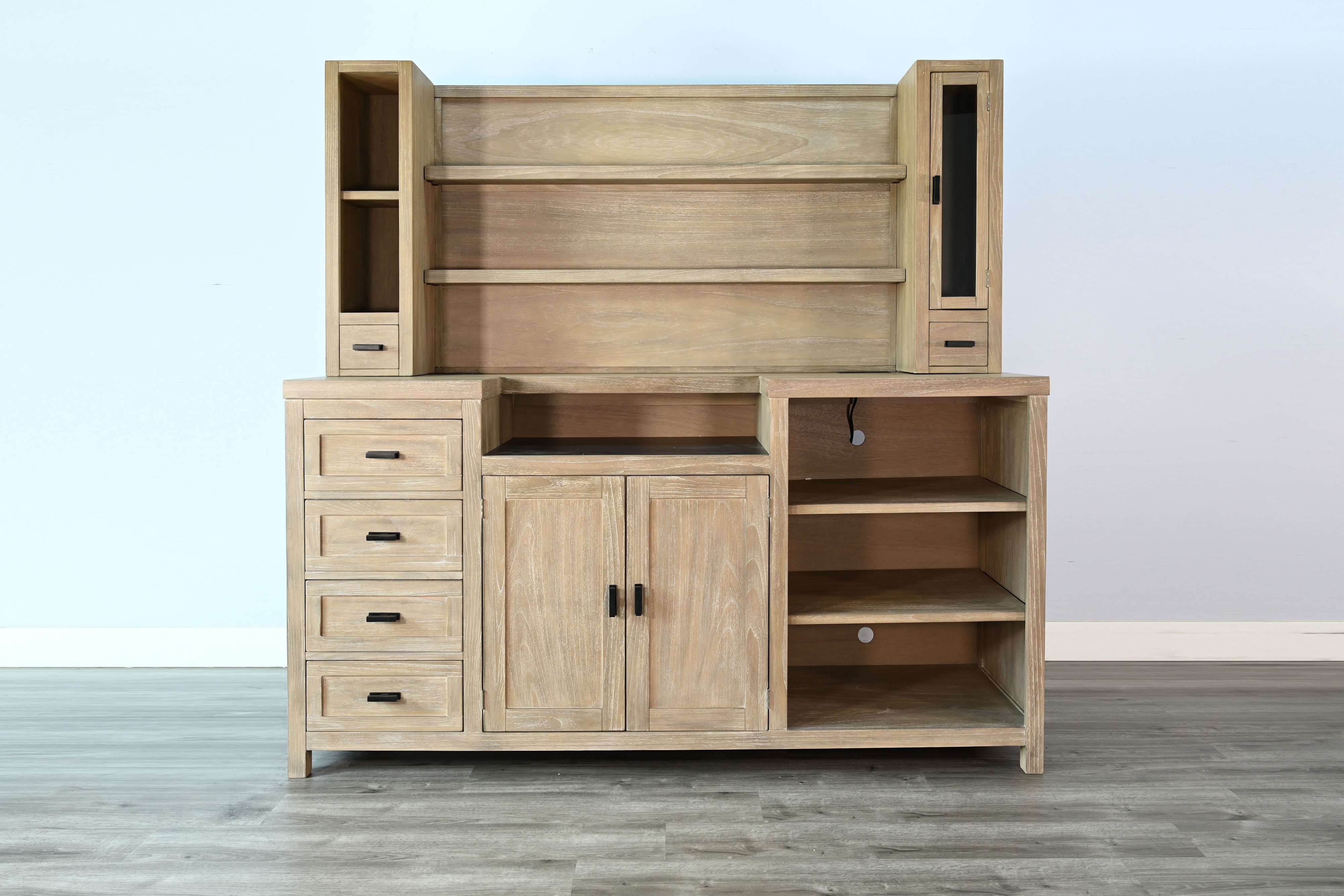 Rustic Wood Buffet Hutch