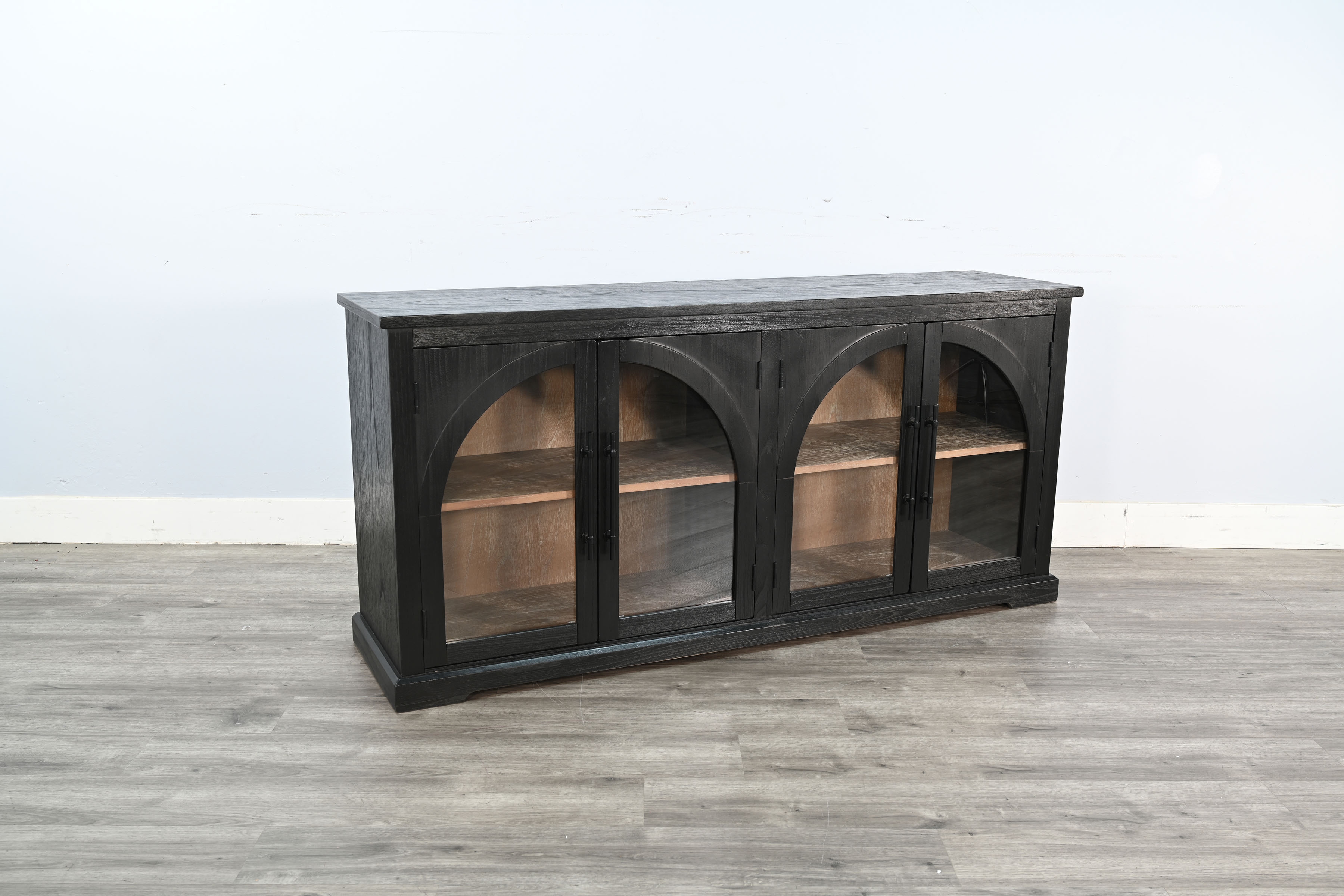 Elena Modern Black Wood Display Cabinet