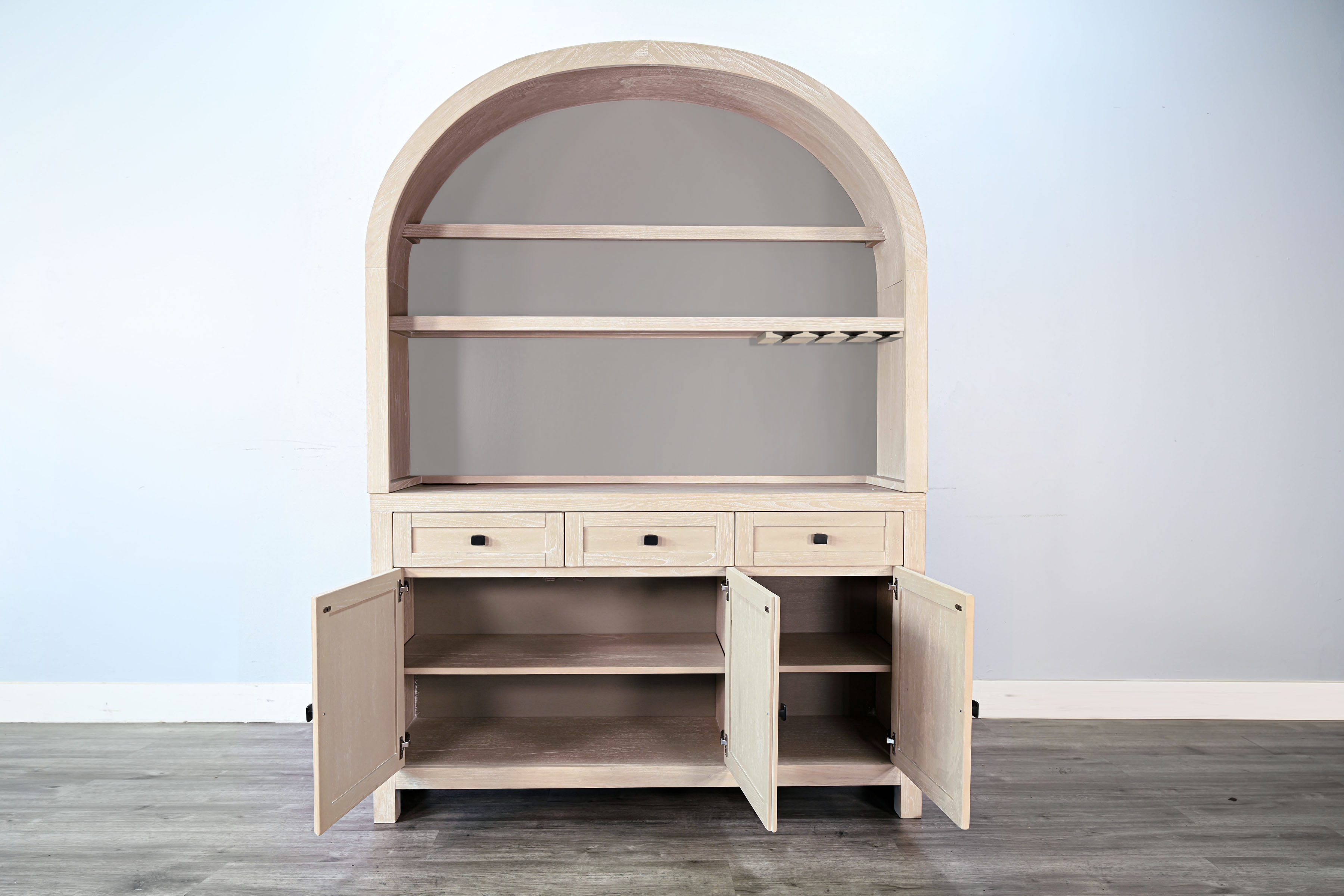 Arched Wood Cabinet Hutch