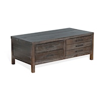 Rustic Coffee Table with Flip Top Storage