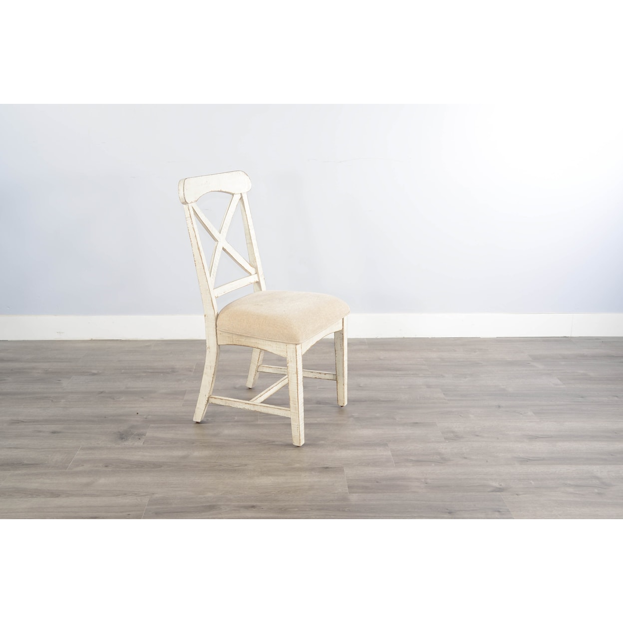 Sunny Designs Marina White Sand Dining Chair, Cushion Seat