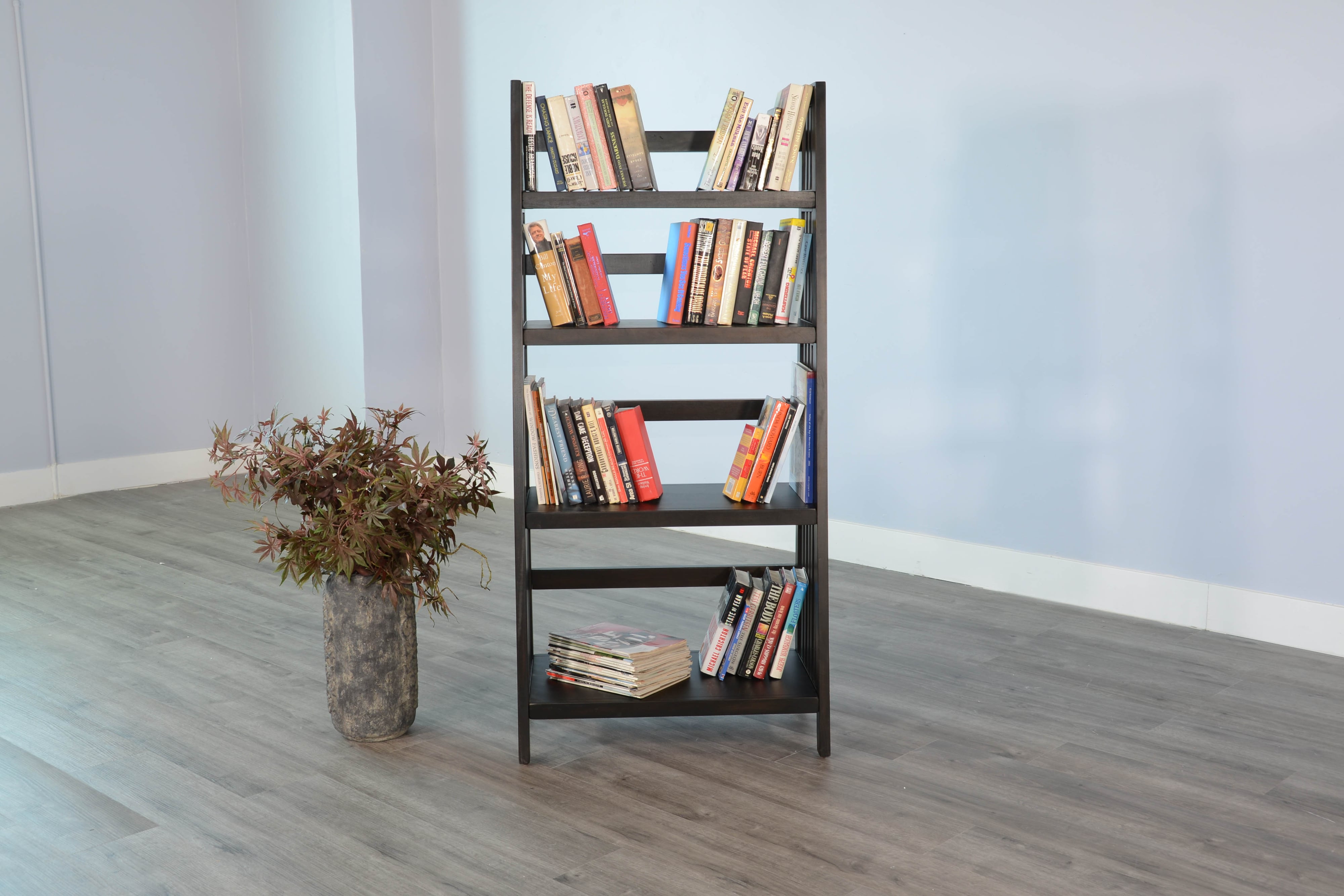 Black Walnut 60"H Folding Bookcase
