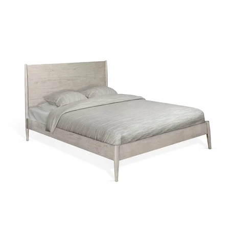 Grey Mid-Century Modern Queen Platform Bed