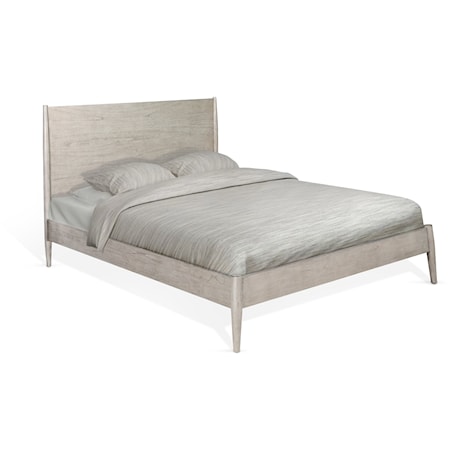 Mid-Century Modern Grey King Platform Bed