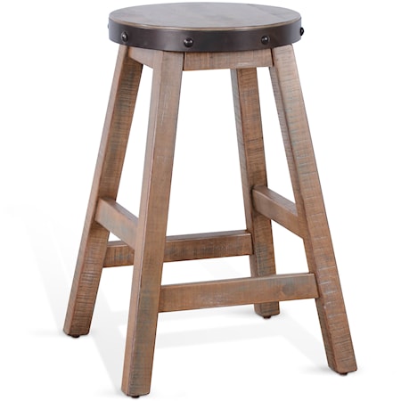Industrial Counter-Height Stool with Nailhead Trim