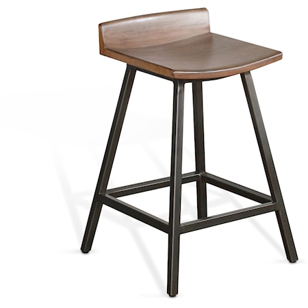 24"H Stool, Wood Seat