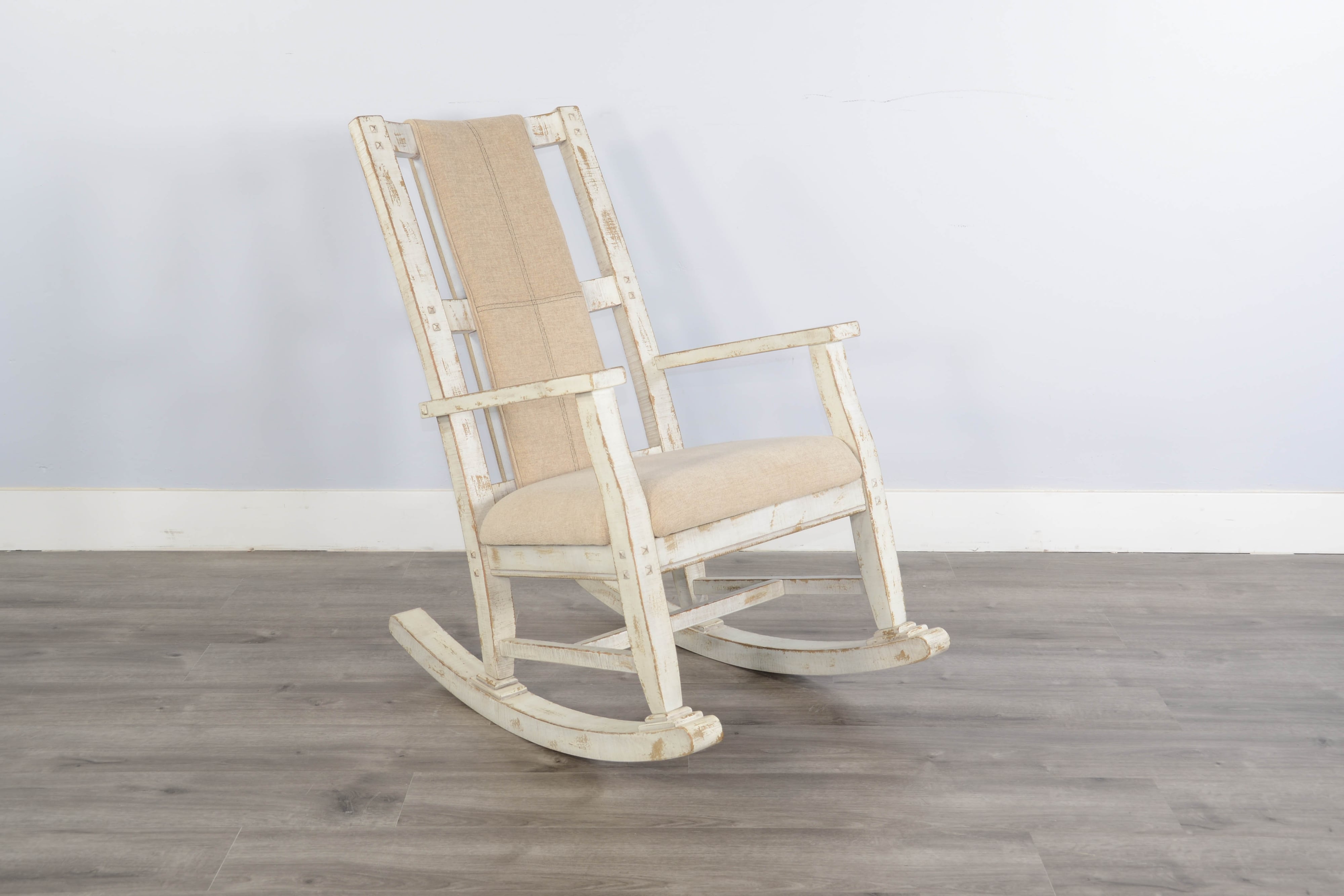 Sunny Designs Marina White Sand Rocker, Cushion Seat & Back