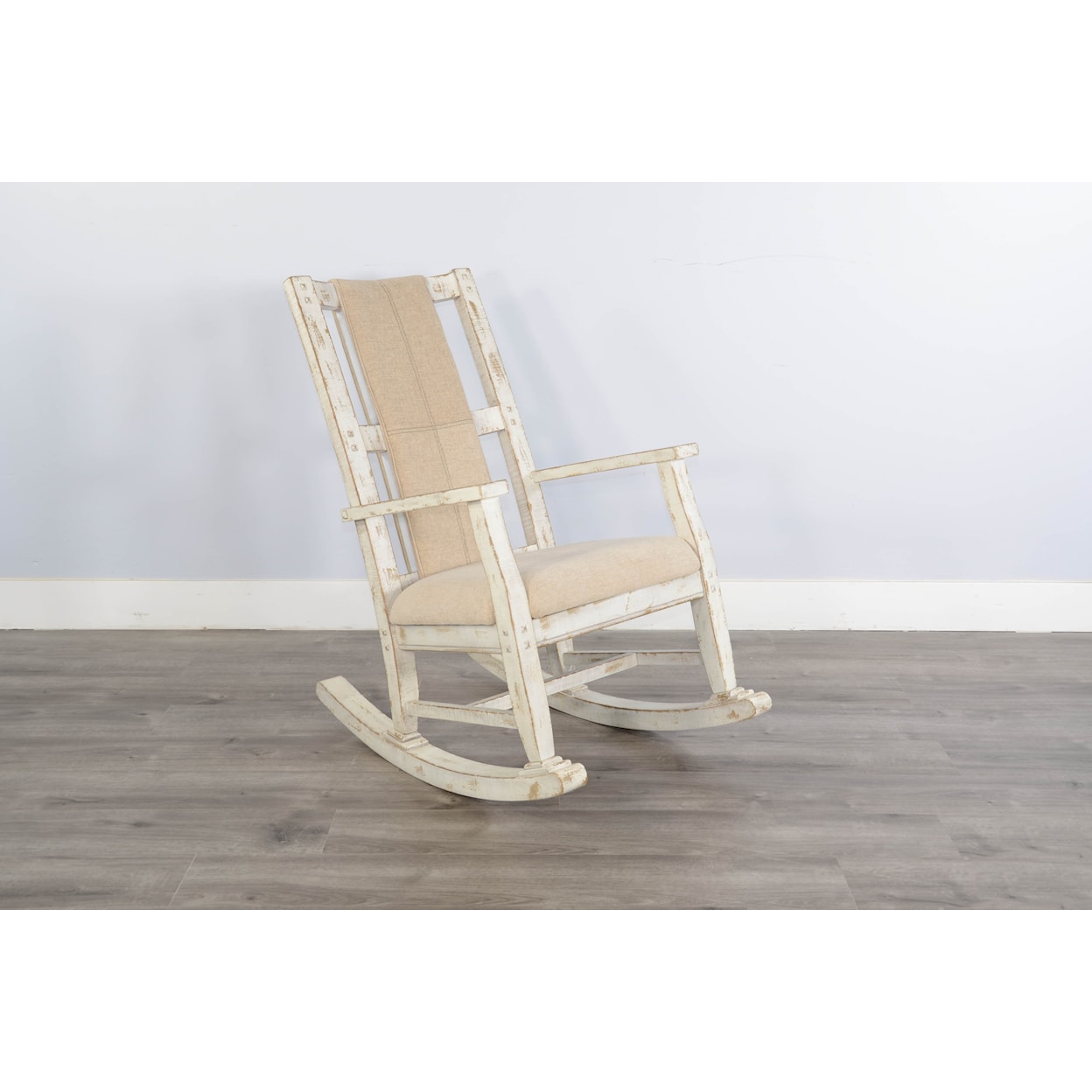 Sunny Designs Marina White Sand Rocker, Cushion Seat & Back