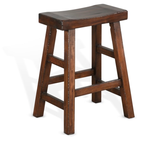 24"H Saddle Seat Stool, Wood Seat