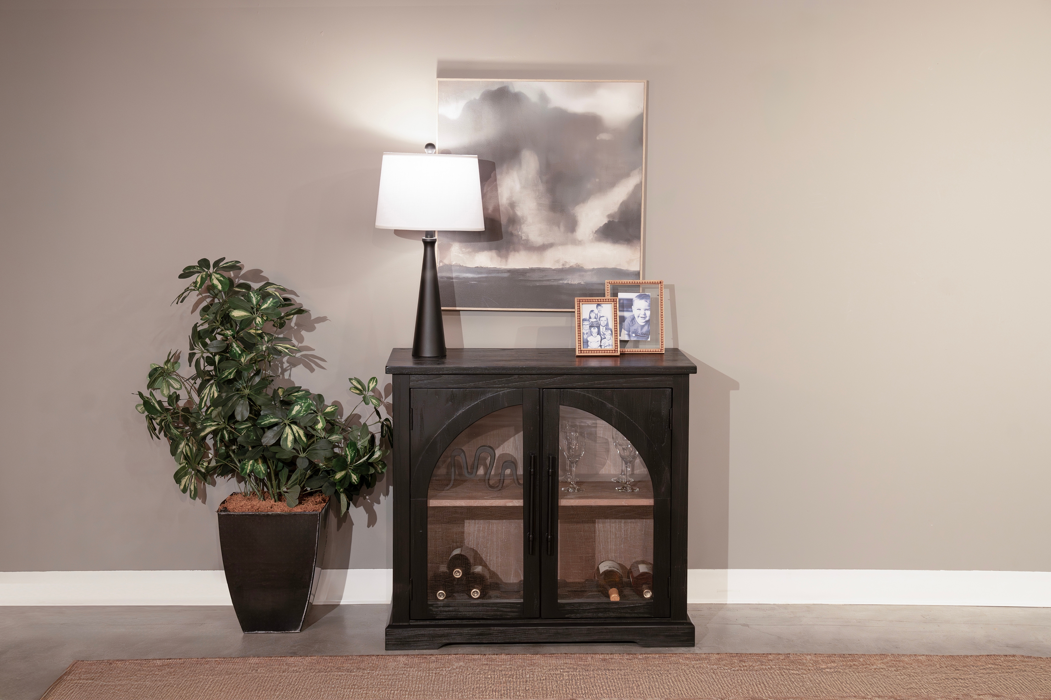 Elena Small Black Wood Cabinet