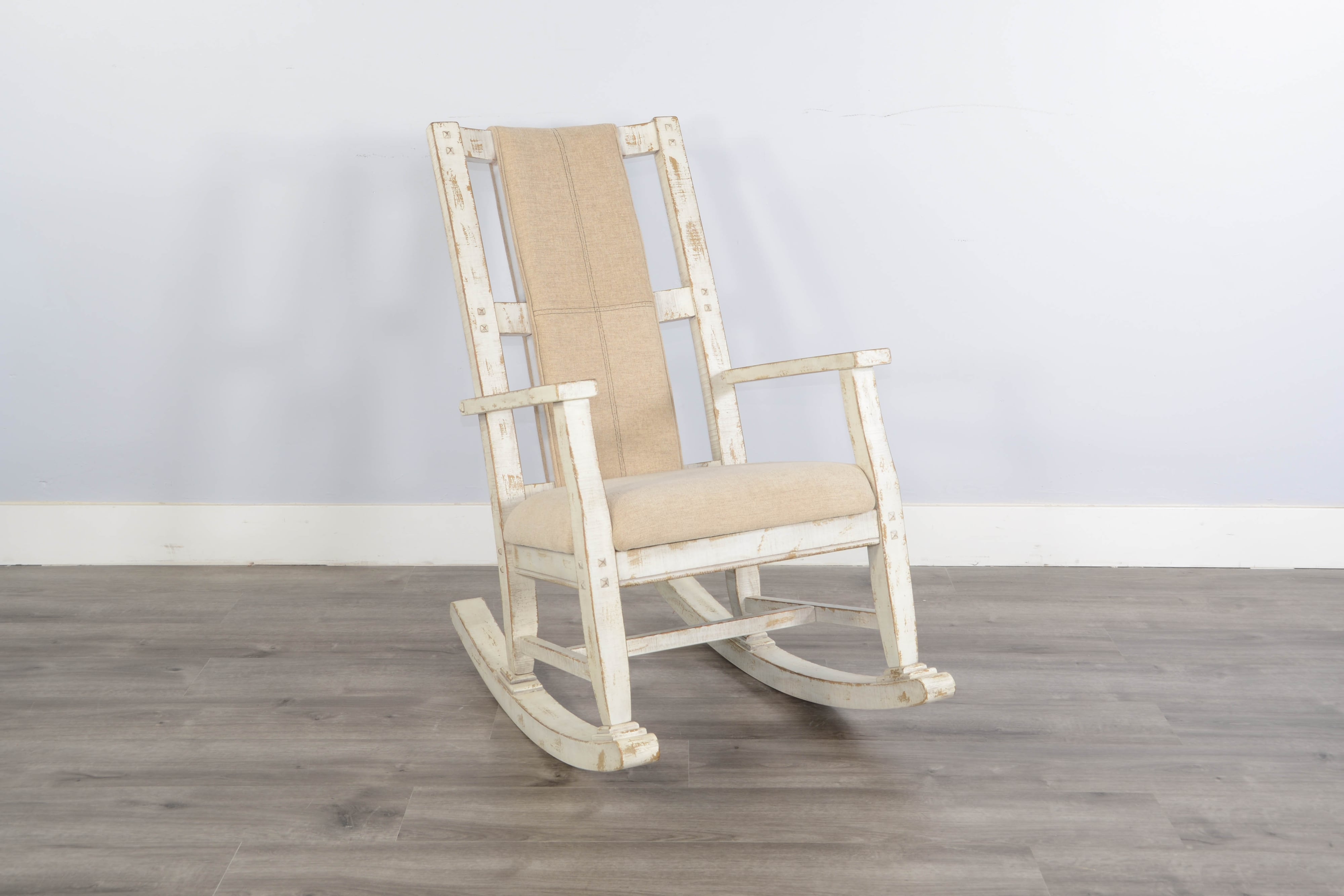 Sunny Designs Marina White Sand Rocker, Cushion Seat & Back