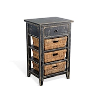 Farmhouse Storage Side Table with Three Baskets and Single Drawer