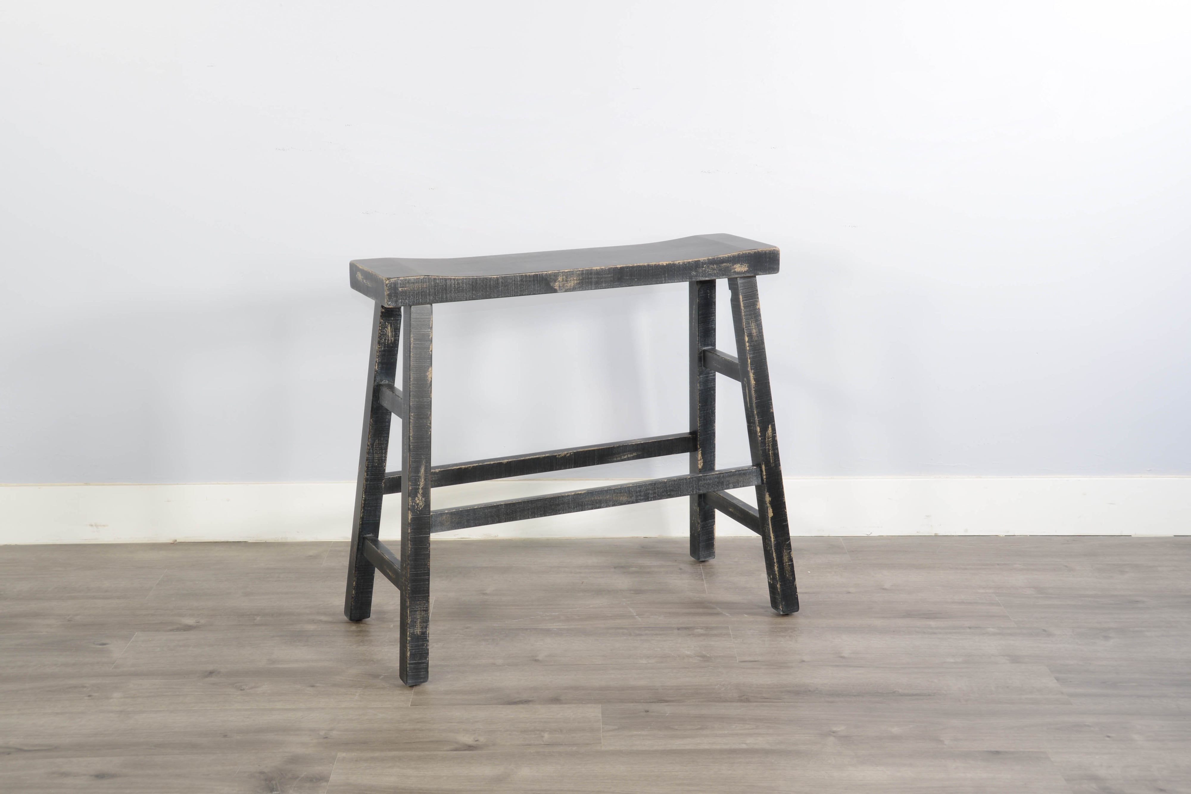 Black Sand 30"H Bench, Wood Seat