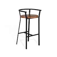 30"H Barstool, Wood Seat