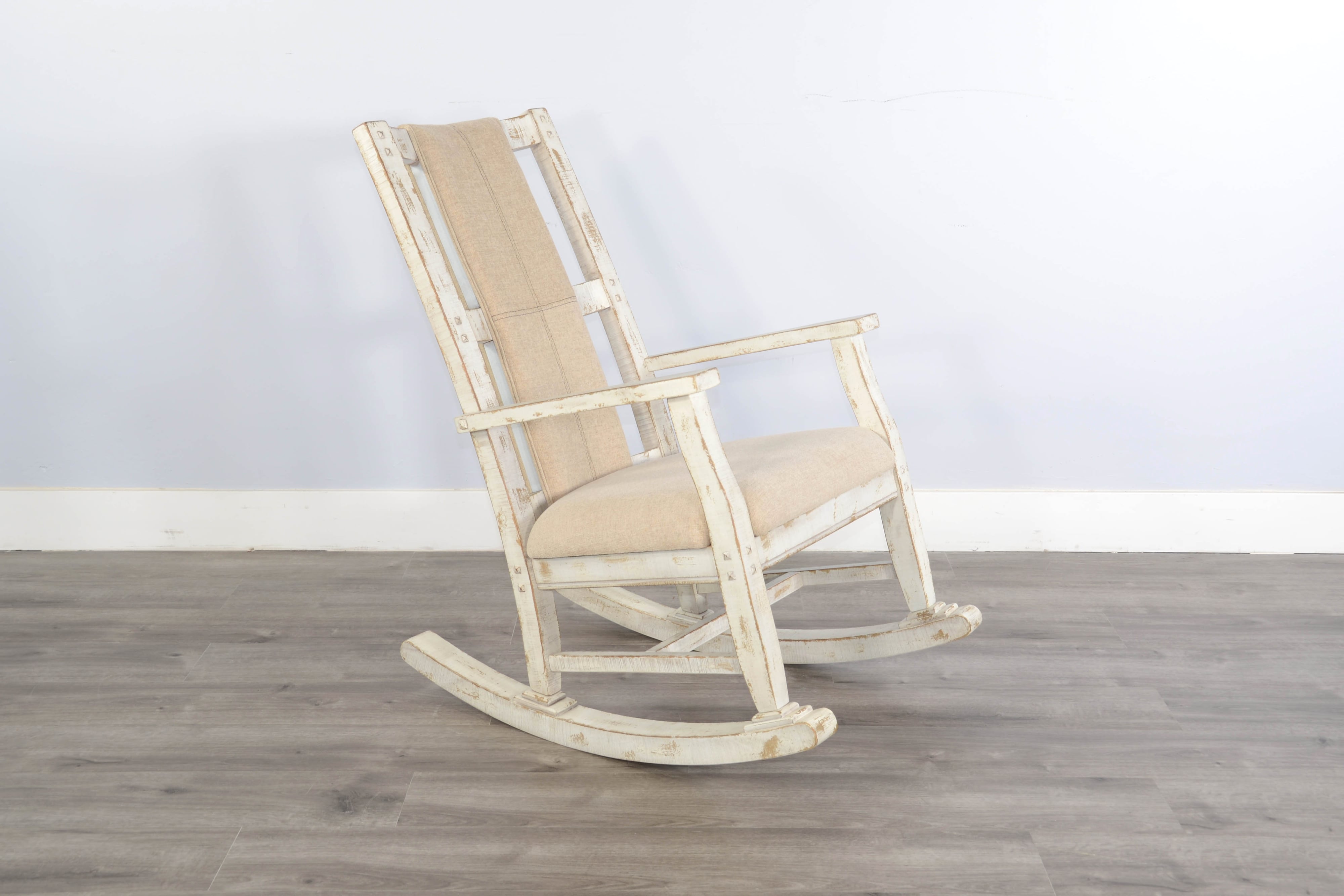 Sunny Designs Marina White Sand Rocker, Cushion Seat & Back