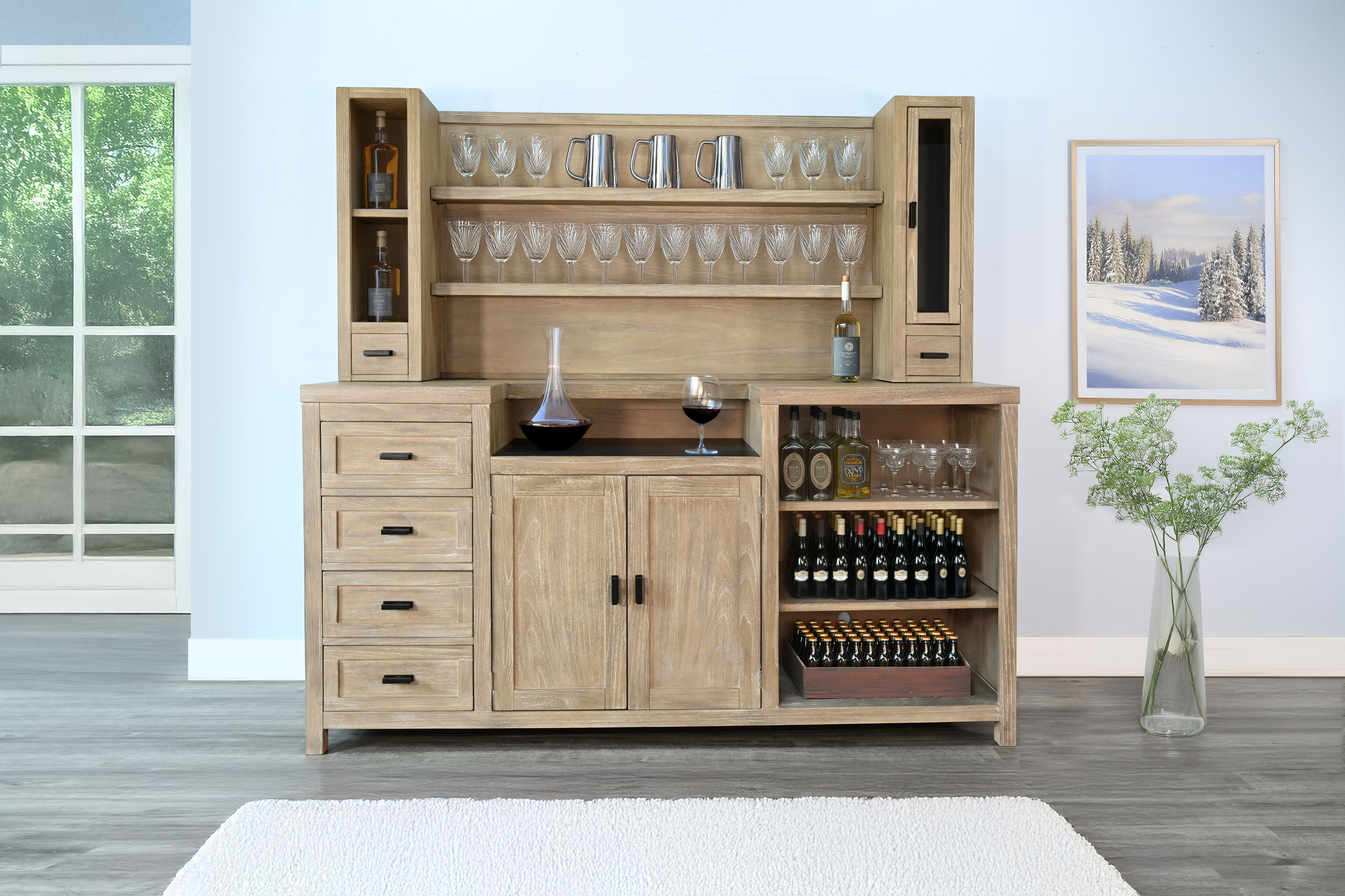 Rustic Wood Buffet Hutch
