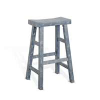 Ocean Blue 30"H Saddle Seat Stool, Wood Seat