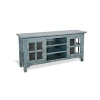 Farmhouse TV Console with Glass Pane Accents