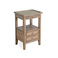Farmhouse Side Table with Pullout Shelf and Drawers