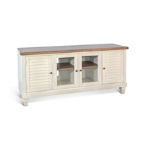 Farmhouse TV Console with Shutter Doors and Adjustable Shelves