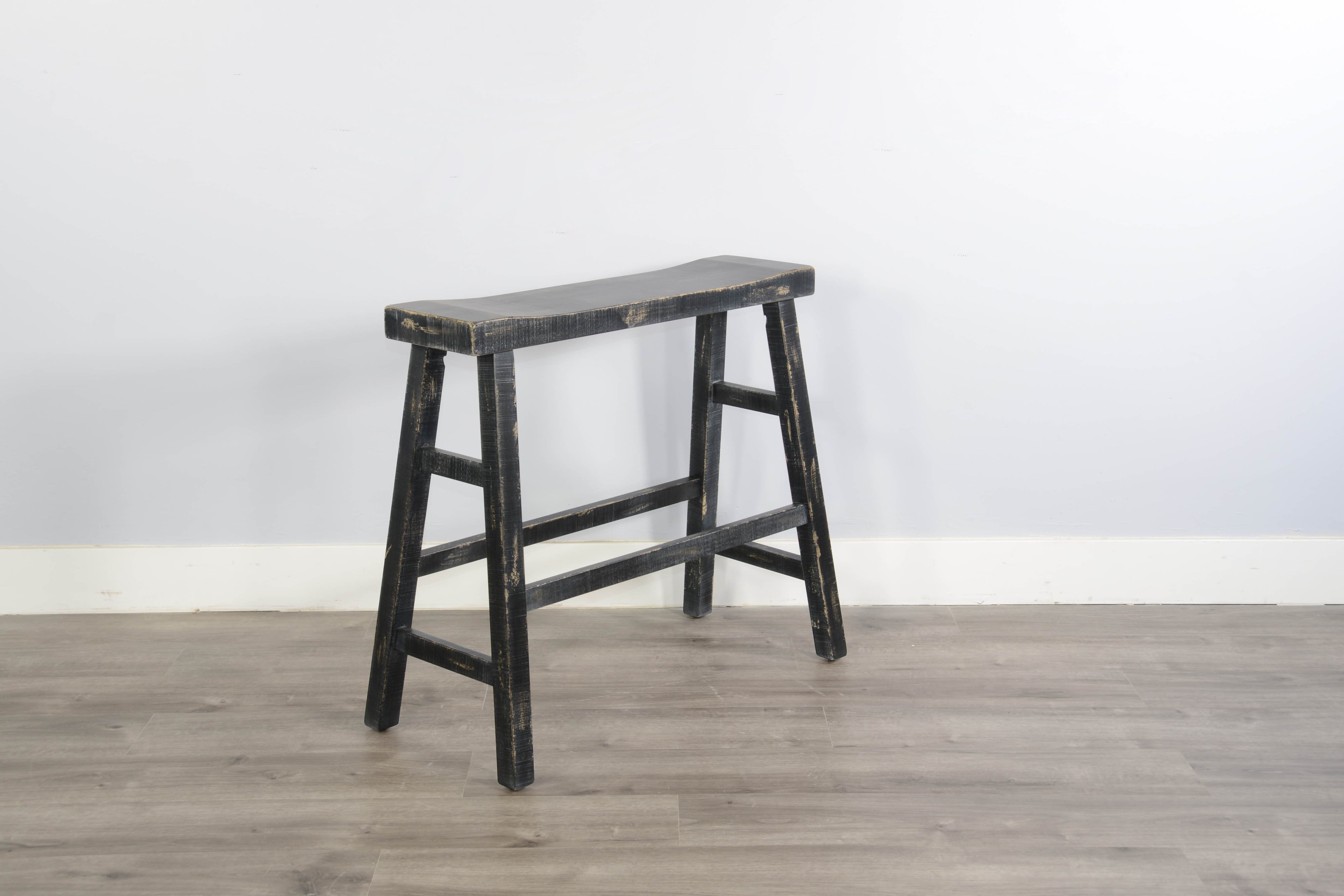 Black Sand 30"H Bench, Wood Seat