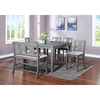 Farmhouse 5-Piece Counter Height Dining Set with Upholstered Chairs