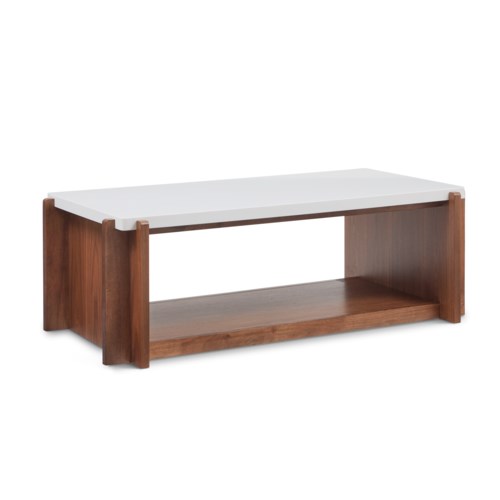 Transitional 50" Rectangular Open-Space Coffee Table with Discreet Casters