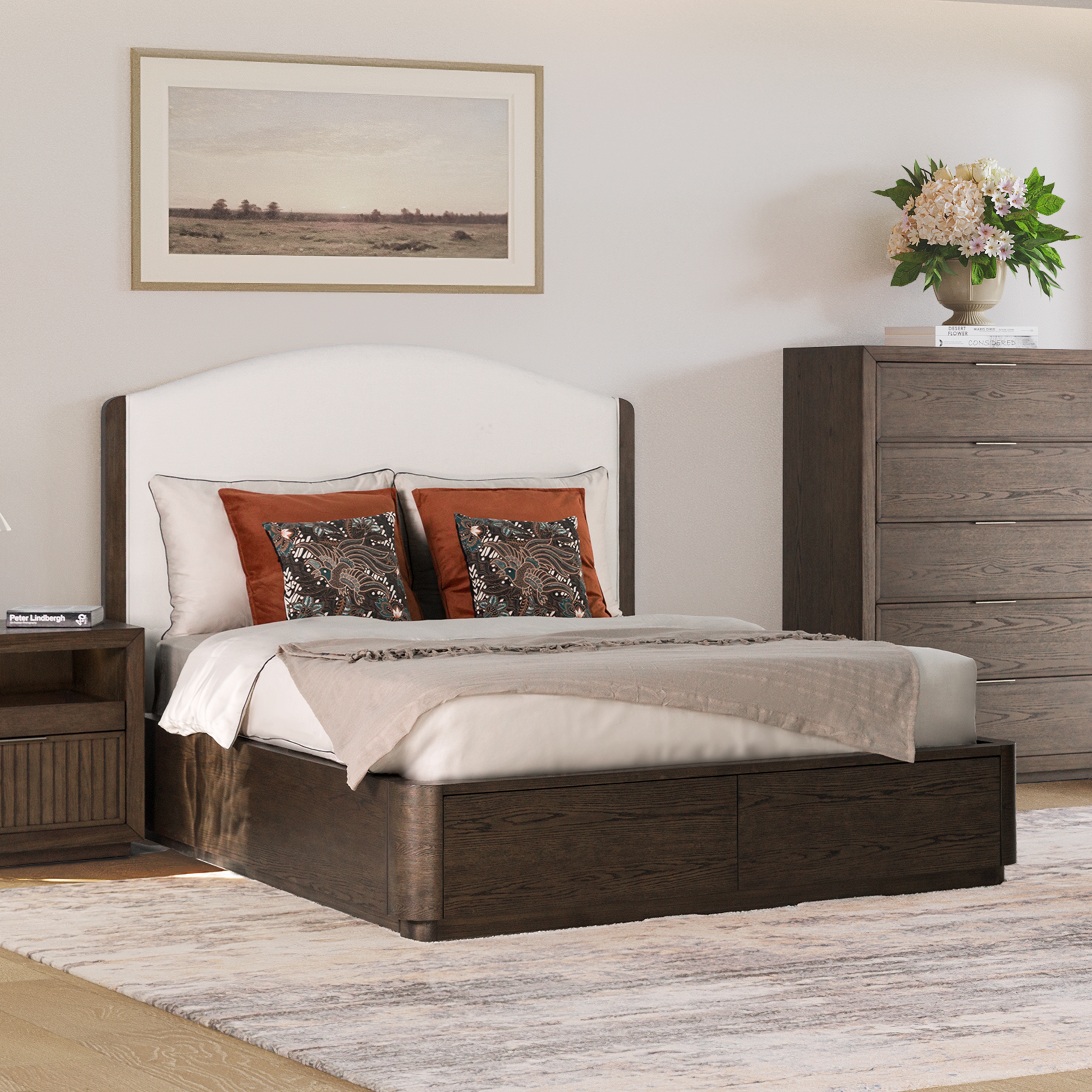 Queen Upholstered Storage Bed