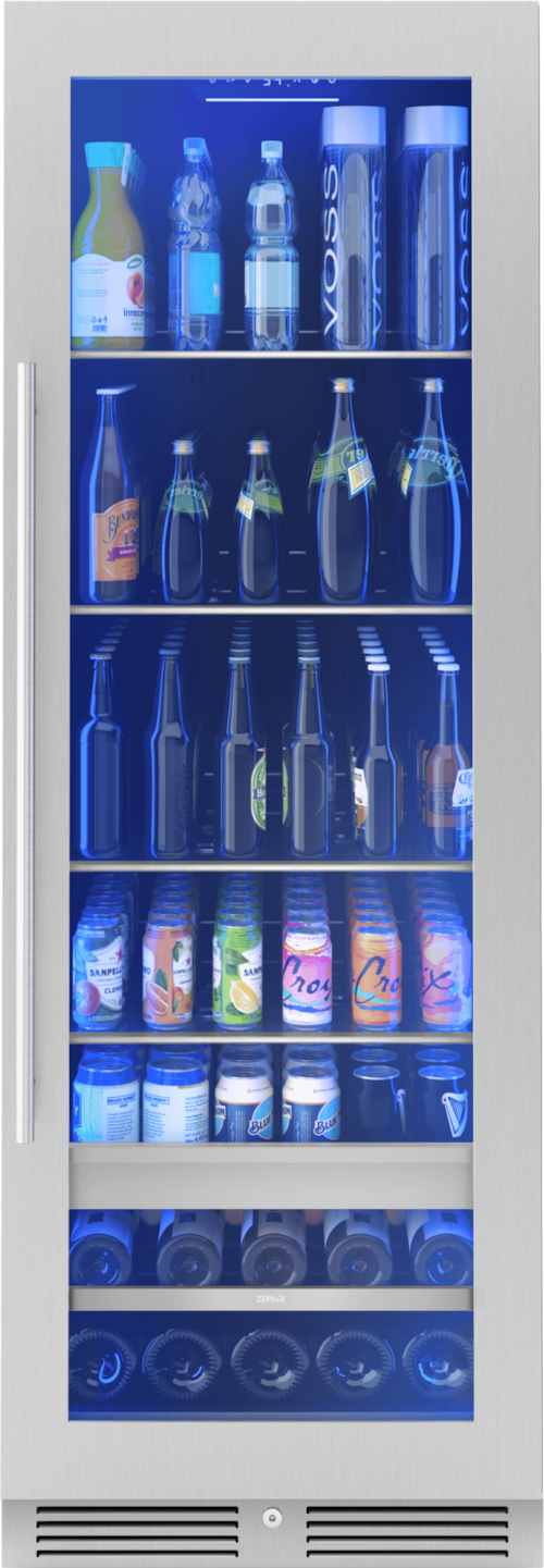 Presrv Beverage Cooler, 24In Full Size, Ss+Glass, Reversible Door, 1 Zone