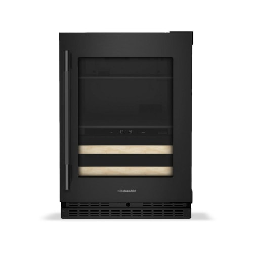 24" Beverage Center With Glass Door And Wood-Front Racks