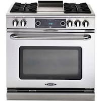 36" 4 Burner Gas Convection Range, Dual Fuel, Self Clean