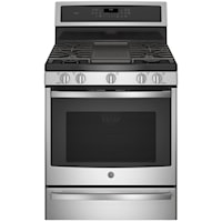 GE Profile(TM) 30" Smart Dual-Fuel Free-Standing Convection Range with Warming Drawer