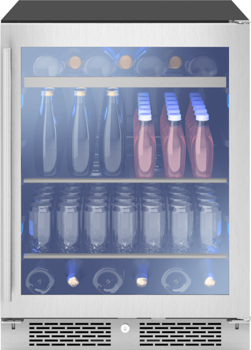 Presrv Ada Beverage Cooler, 24In Compact, Ss+Glass, Reversible Door + Lock, 1 Zone