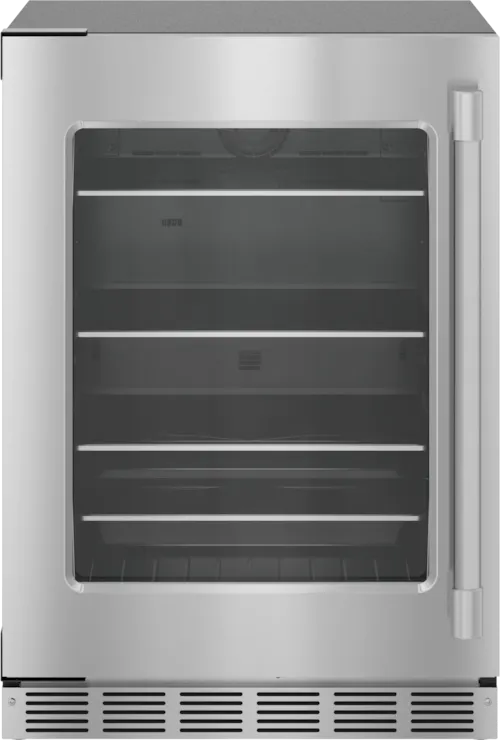 Freedom® Under Counter Refrigerator With Glass Door 24'' Professional Stainless Steel, Left Hinge