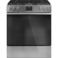 Caf(eback)(TM) 30" Smart Slide-In, Front-Control, Gas Range with Convection Oven in Platinum Glass