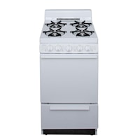 20 In. Freestanding Battery-Generated Spark Ignition Gas Range In White