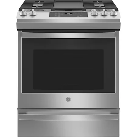 Ge(R) 30" Slide-In Front-Control Convection Gas Range With No Preheat Air Fry