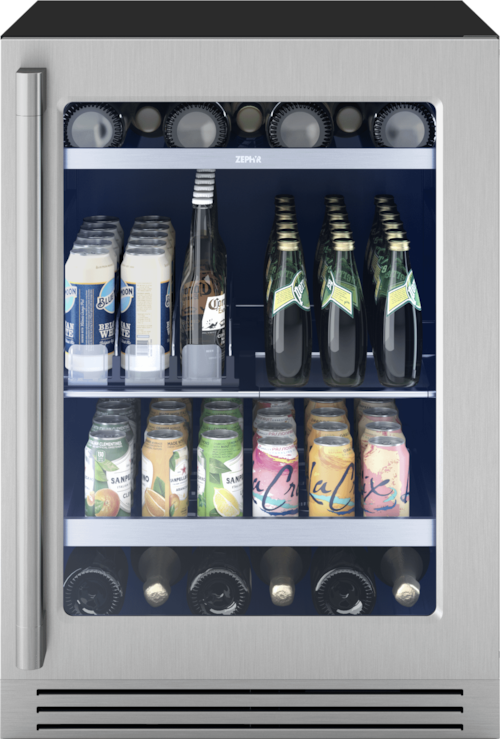Presrv Pro Beverage Cooler, 24In Under Cabinet, Ss+Glass, Reverse Door, 1 Zone