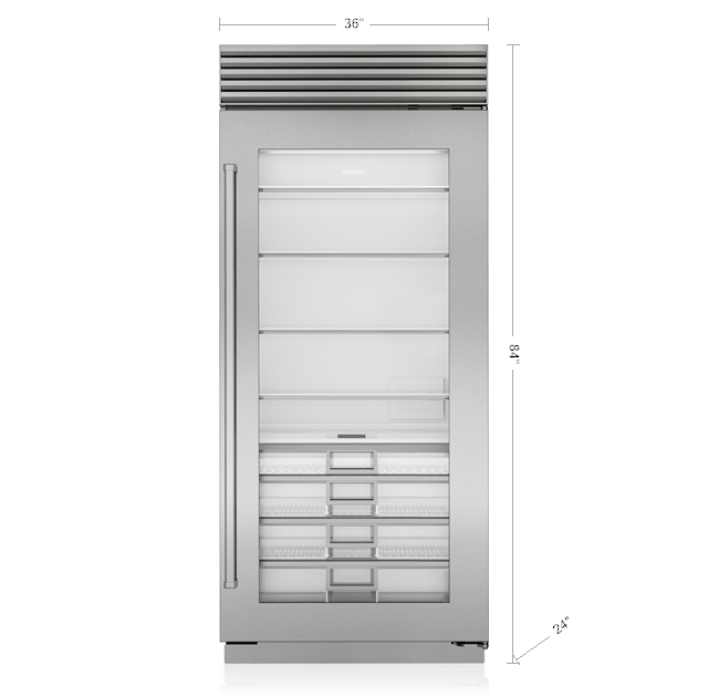 Glass Door Built In Refrigerator